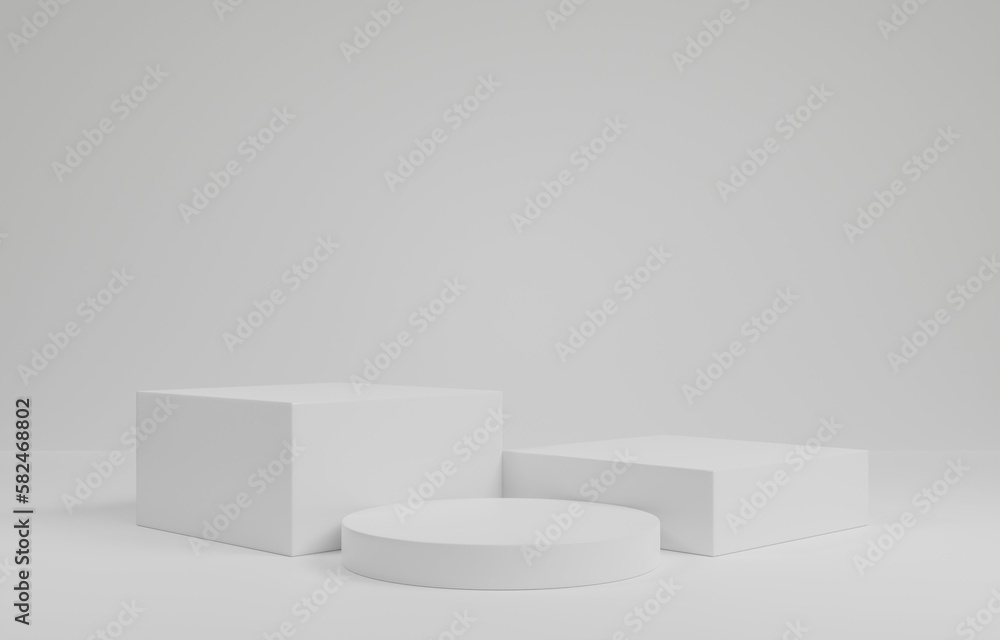Empty gray podium.3D display podium on white background.Stand Minimal mockup for presentation.Abstract white background concept.Geometric platform show cosmetic product.Stage showcase.3D rendering Empty gray podium.3D display podium on white background.Stand Minimal mockup for presentation.Abstract white background concept.Geometric platform show cosmetic product.Stage showcase.3D rendering