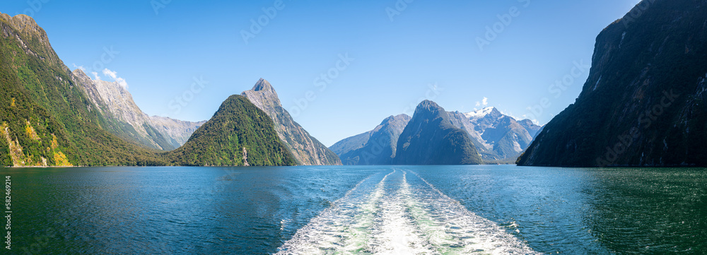 views of fiordland national park in new zealand