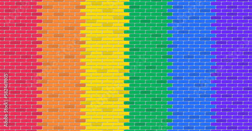 lgbt flag colors brick wall background texture vector illustration