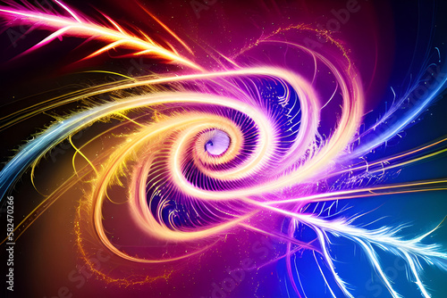 AI generated Abstract Spiral Colorful Electrical Sparks Background