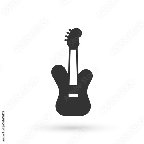 Grey Electric bass guitar icon isolated on white background. Vector
