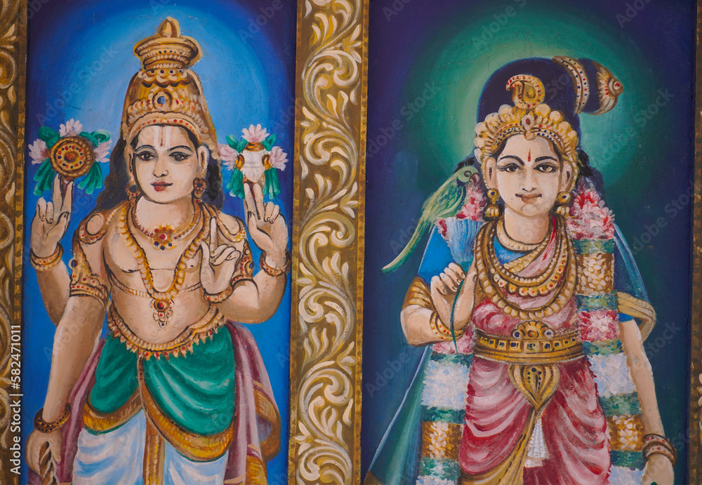 Vishnu and padma goddess colorful painting image: 08-March-2023, Vrindavan, Uttar Pradesh 281121
