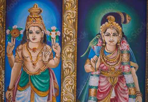 Vishnu and padma goddess colorful painting image: 08-March-2023, Vrindavan, Uttar Pradesh 281121
