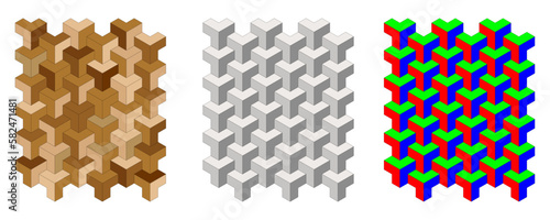 Japanese traditional patterns
The pattern of Bishamonten's armor (Kacchu), which is a set of three tortoise shells (hexagons).