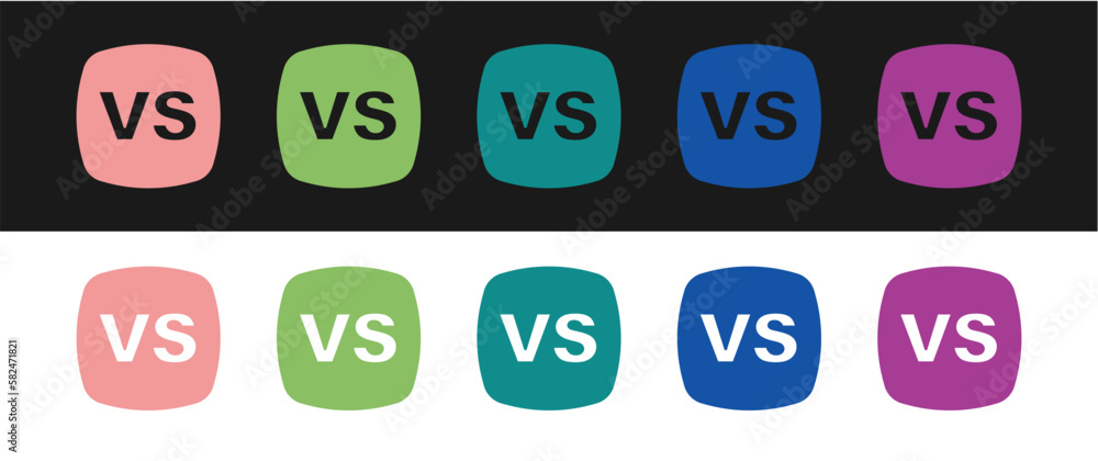 Set VS Versus battle icon isolated on black and white background. Competition vs match game, martial battle vs sport. Vector Set VS Versus battle icon isolated on black and white background. Competition vs match game, martial battle vs sport. Vector