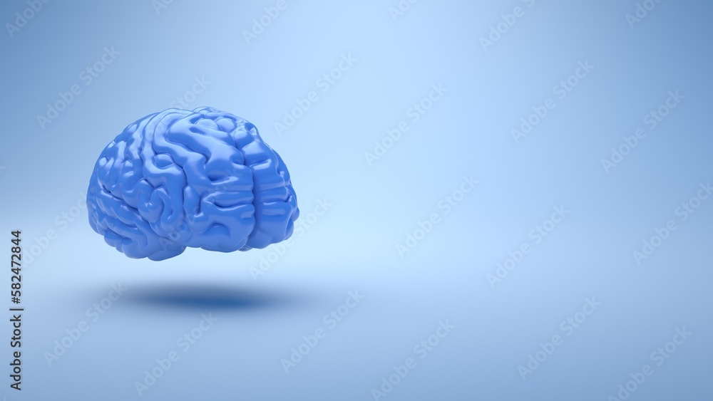 A blue 3D brain model A blue 3D brain model