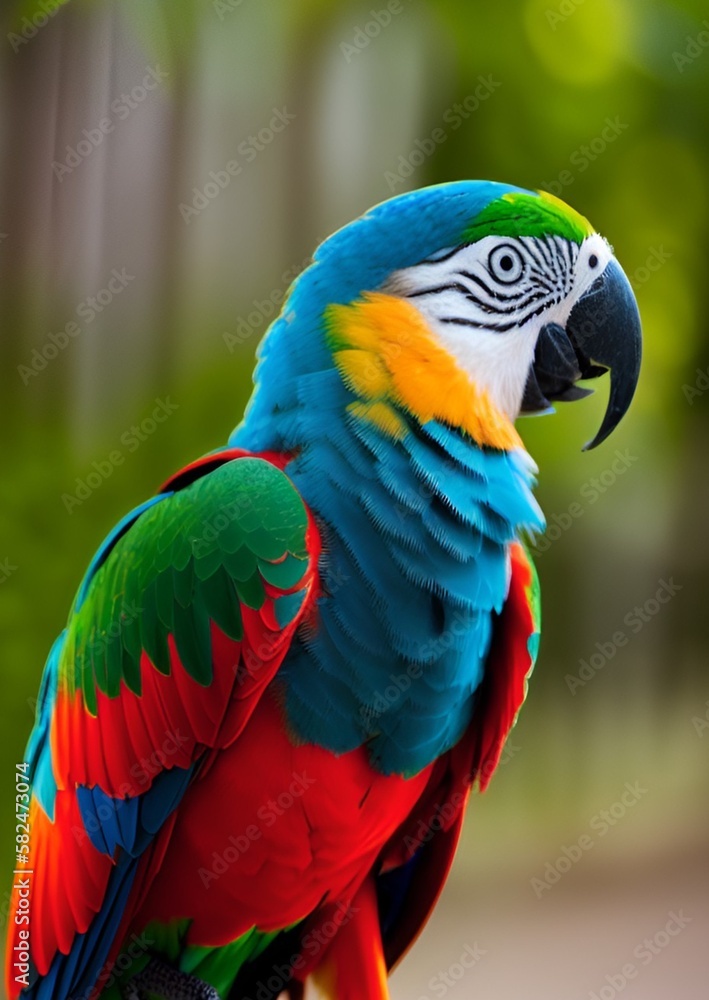 macaw and green parrot