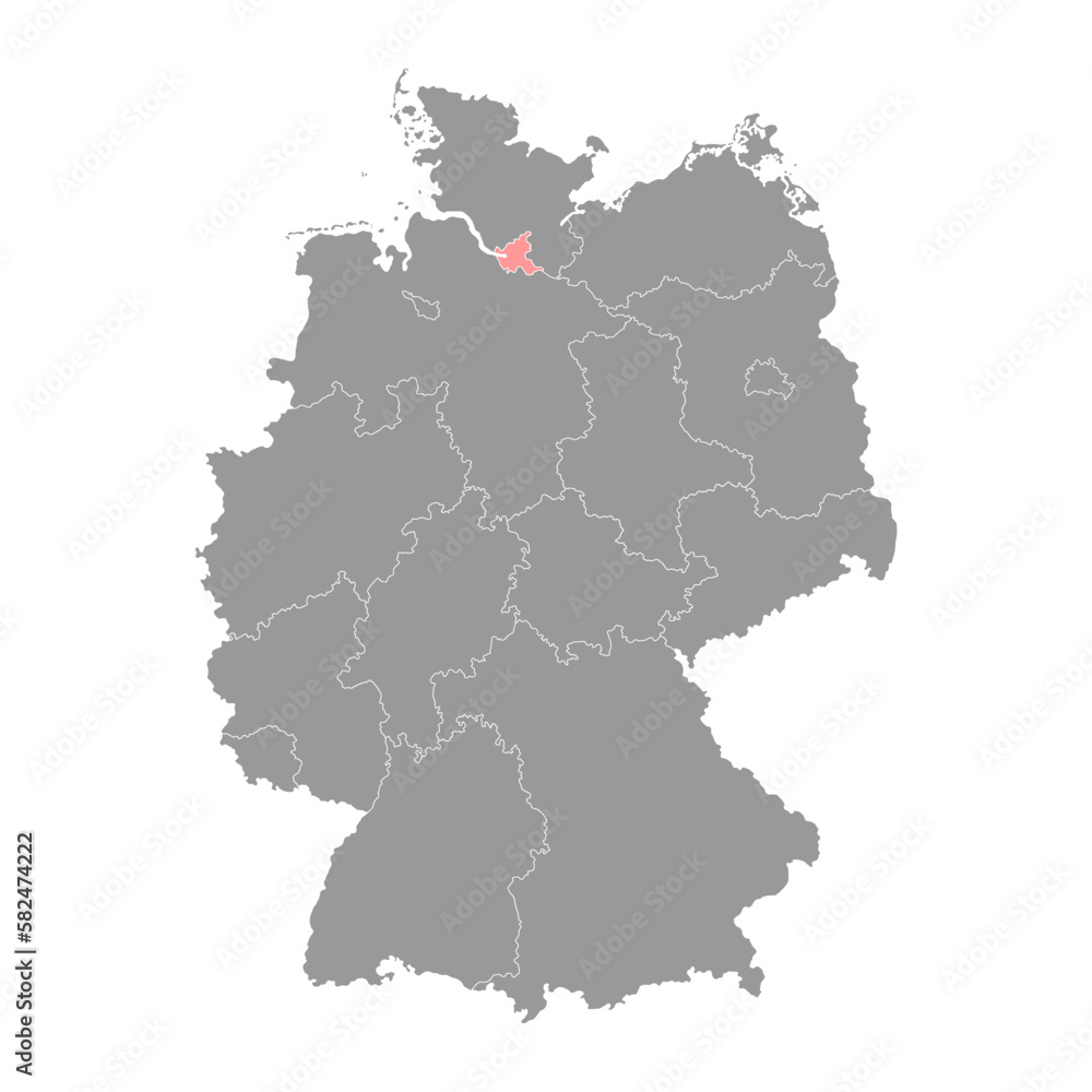 Fototapeta premium Hamburg region map. Vector illustration.