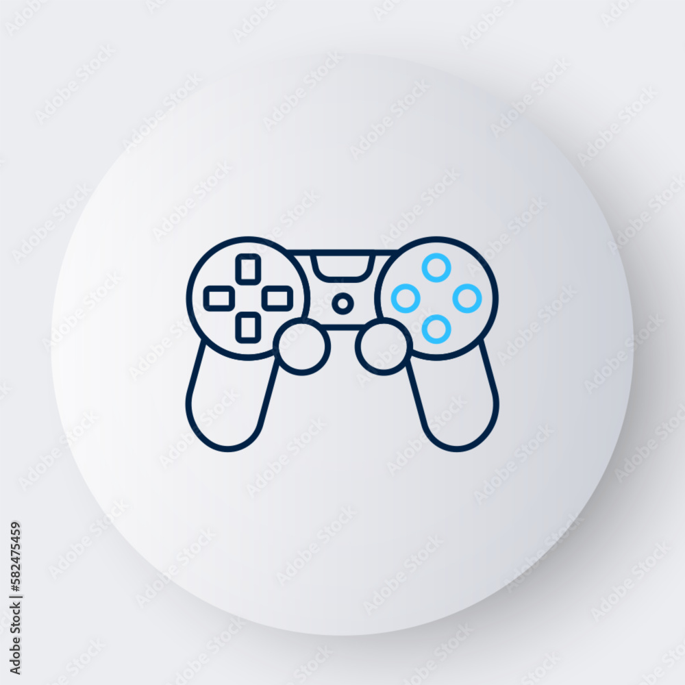 Line Game controller or joystick for game console icon isolated on white background. Colorful outline concept. Vector Line Game controller or joystick for game console icon isolated on white background. Colorful outline concept. Vector