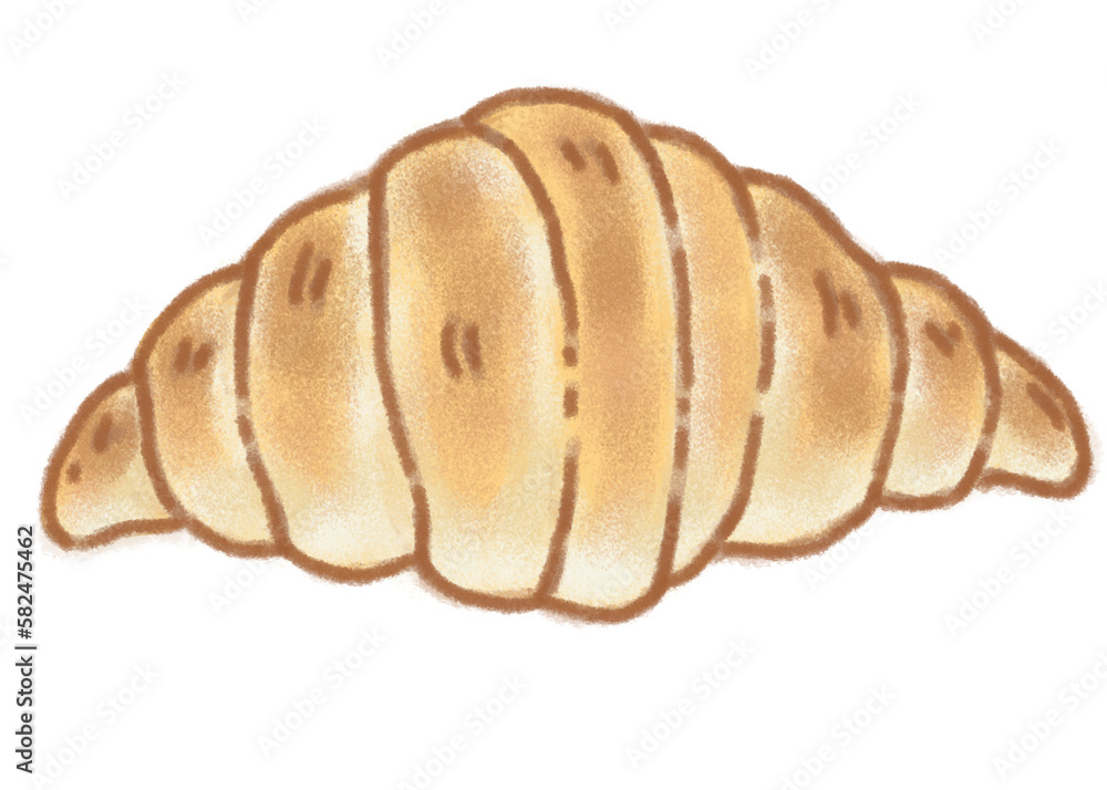 french croissant , Hand drawn pastel and chalk illustration french croissant , Hand drawn pastel and chalk illustration