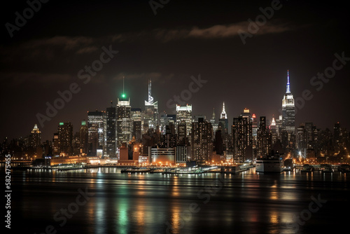 A view of a metropolis at night, AI generated © marcosantonio