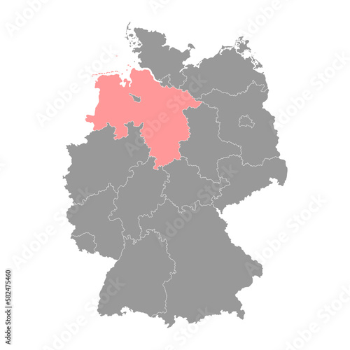 Lower Saxony state map. Vector illustration.