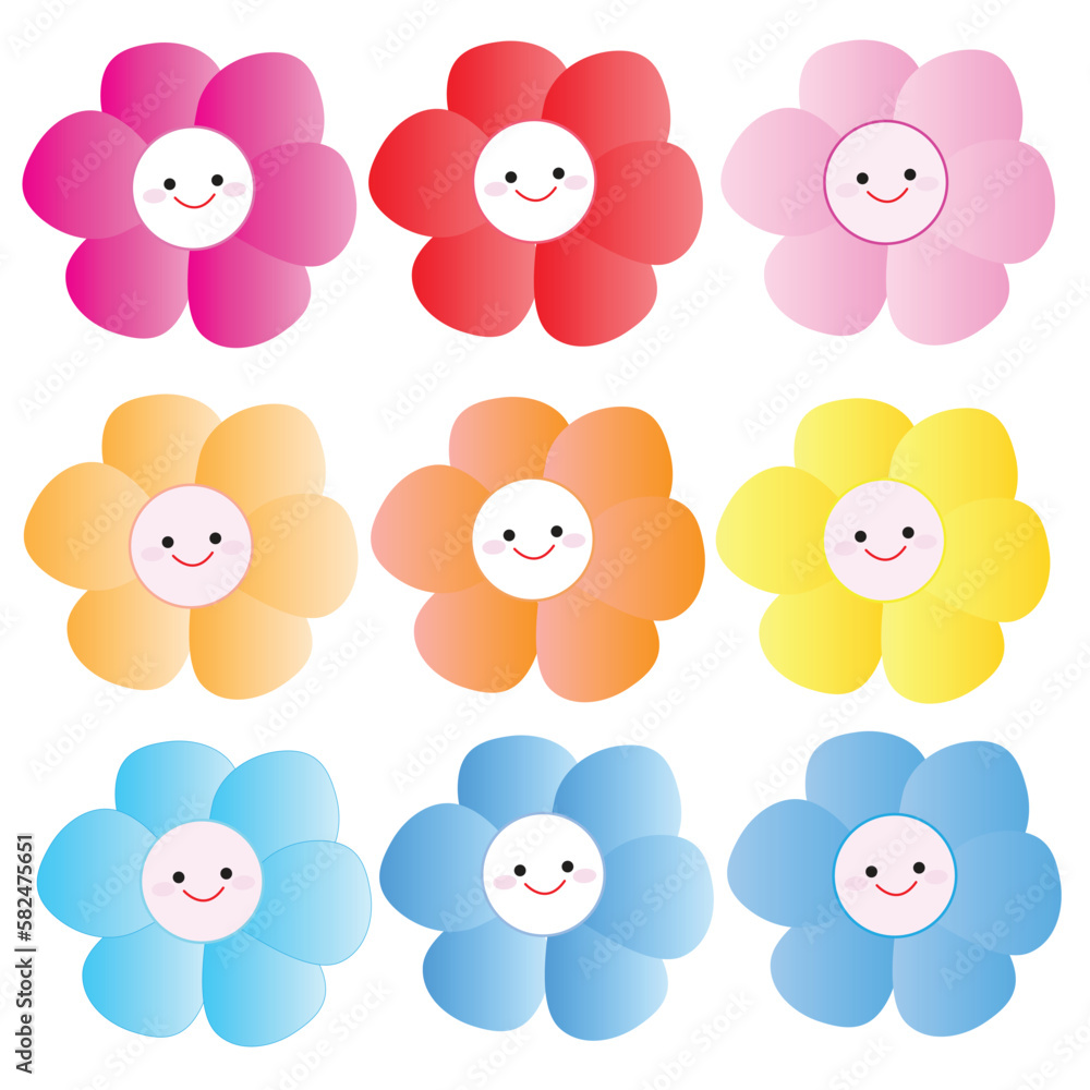 A cute flower with six petals and a smiling face A cute flower with six petals and a smiling face