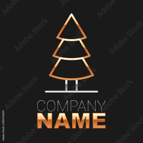 Line Christmas tree icon isolated on black background. Merry Christmas and Happy New Year. Colorful outline concept. Vector © Iryna
