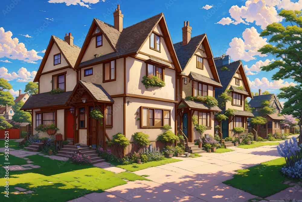 Cartoon-style old house in medieval town [AI Generated]