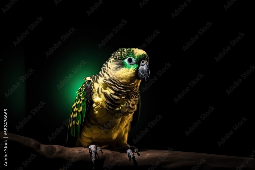 Obraz premium Parrot standing on a branch. Generative AI