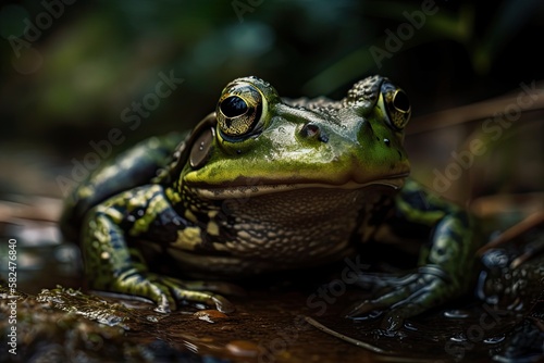 Frog close up portrait. Generative AI
