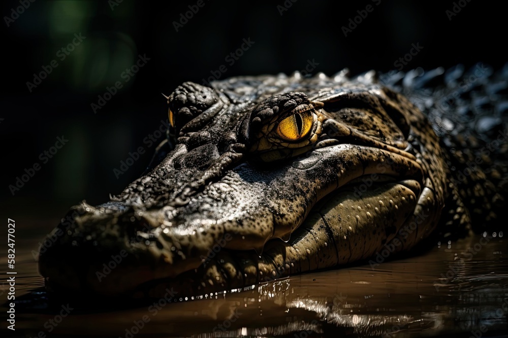 Crocodile close up portrait. Generative AI