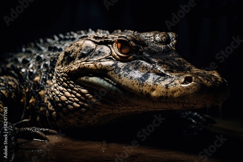 Crocodile close up portrait. Generative AI