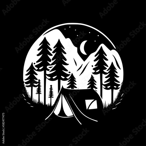 Camping | Minimalist and Simple Silhouette - Vector illustration