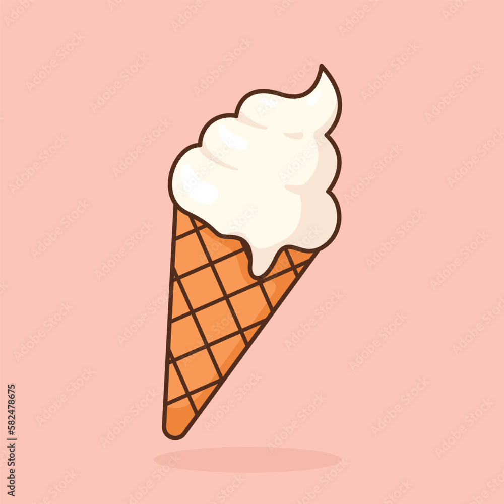 Premium Vector  Cute ice cream scoop cartoon icon vector strawberry and  chocolate scoops in waffle cone desserts sweet foods flat design icon  concept vector flat outline icon