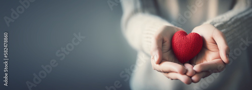 Hand hold heart shape , Generative Ai