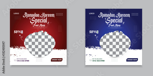 Ramadan Special delicious food social media post design template.