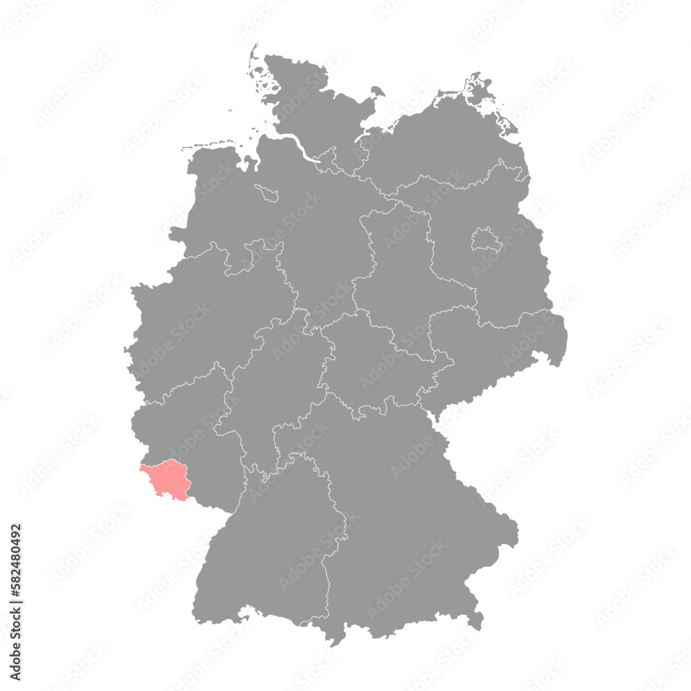 Saarland state map. Vector illustration.