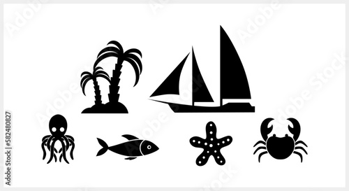 Doodle travel set clipart isolated. Hand drawn stencil art. Vector stock iillustration. EPS 10