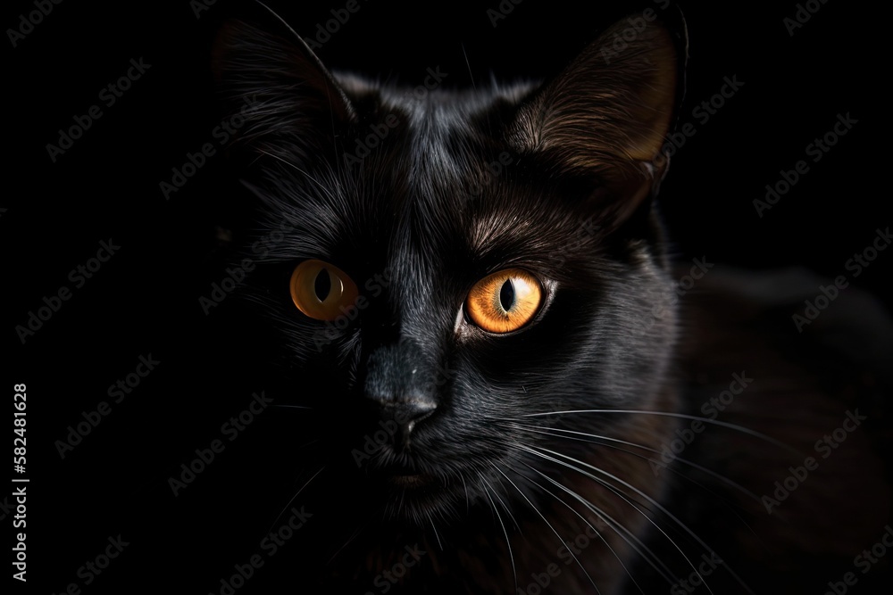 Image of a black cat. Generative AI