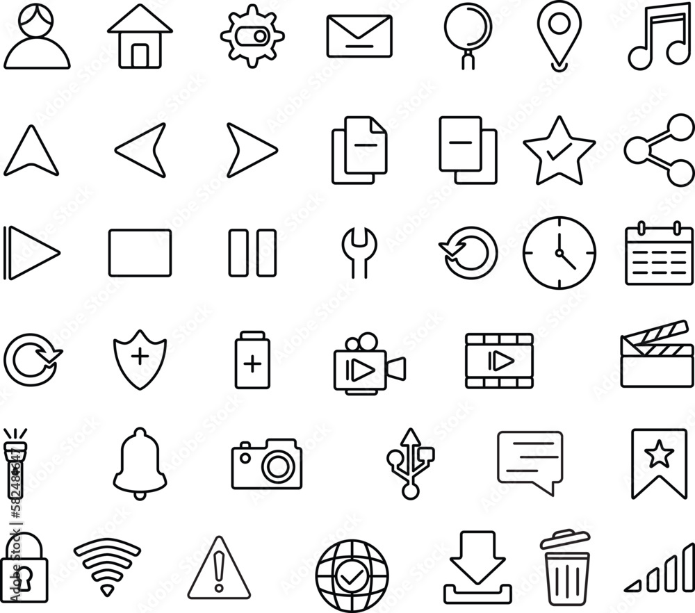 website icon set vector. Suitable for media icon, sign or symbol.