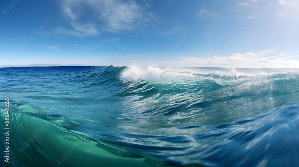 Fototapeta premium Ocean surface with gentle waves. Sunny day with a clear sky.