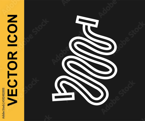 White line Racing track icon isolated on black background. Vector