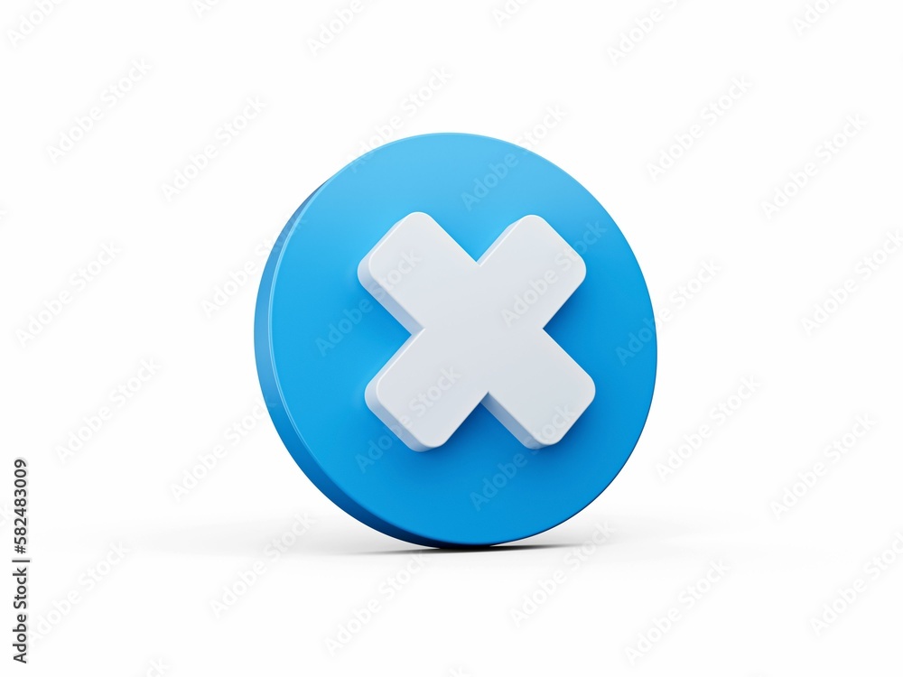 3D Cross sign icon on a blue button circle shape isolated on a white background 3D Cross sign icon on a blue button circle shape isolated on a white background