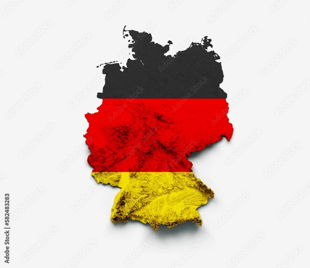 3D rendering of the German map flag isolated on a white background 3D rendering of the German map flag isolated on a white background