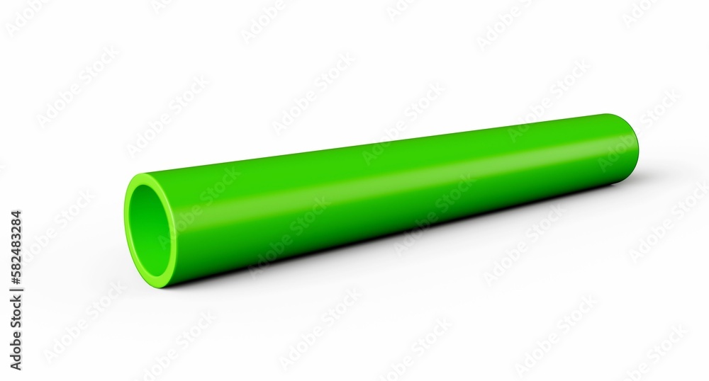 3D rendering of a green PVC pipe isolated on a white background 3D rendering of a green PVC pipe isolated on a white background