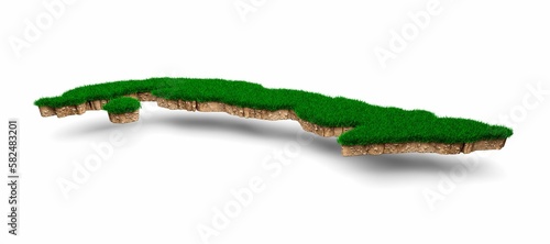 3D rendering of the Cuba map with soil on an isolated background