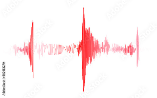 Red seismogram of seismic activity or lie detector red record. Earthquake or audio wave diagram background. Ground motion, volcano eruption. Polygraph or seismograph chart. Vector illustration