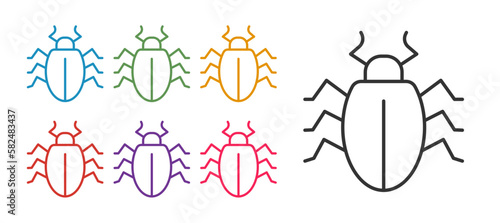 Set line Colorado beetle icon isolated on white background. Set icons colorful. Vector