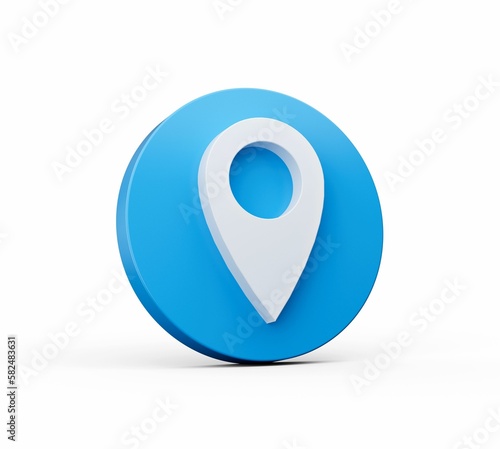 Free Download 3D rendered blue circle with a location marker displayed on it, isolated on a white background - GFXLoad