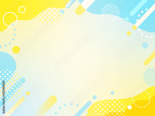 青　黄色　ポップ 　ウェーブ　フレーム　背景 父の日	
