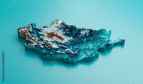 3d illustration of a Mongolia map isolated on a blue background