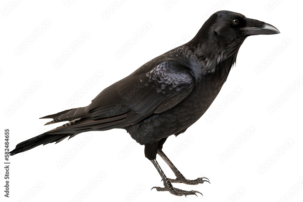 crow png, transparent background - isolated, white background, black crow, generative ai crow png, transparent background - isolated, white background, black crow, generative ai