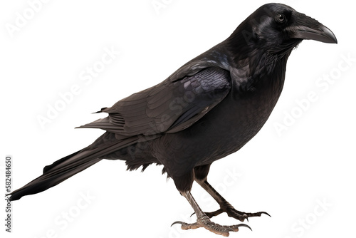 crow png  transparent background - isolated  white background  black crow  generative ai