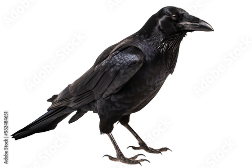 Slika na platnu crow png, transparent background - isolated, white background, black crow, gener