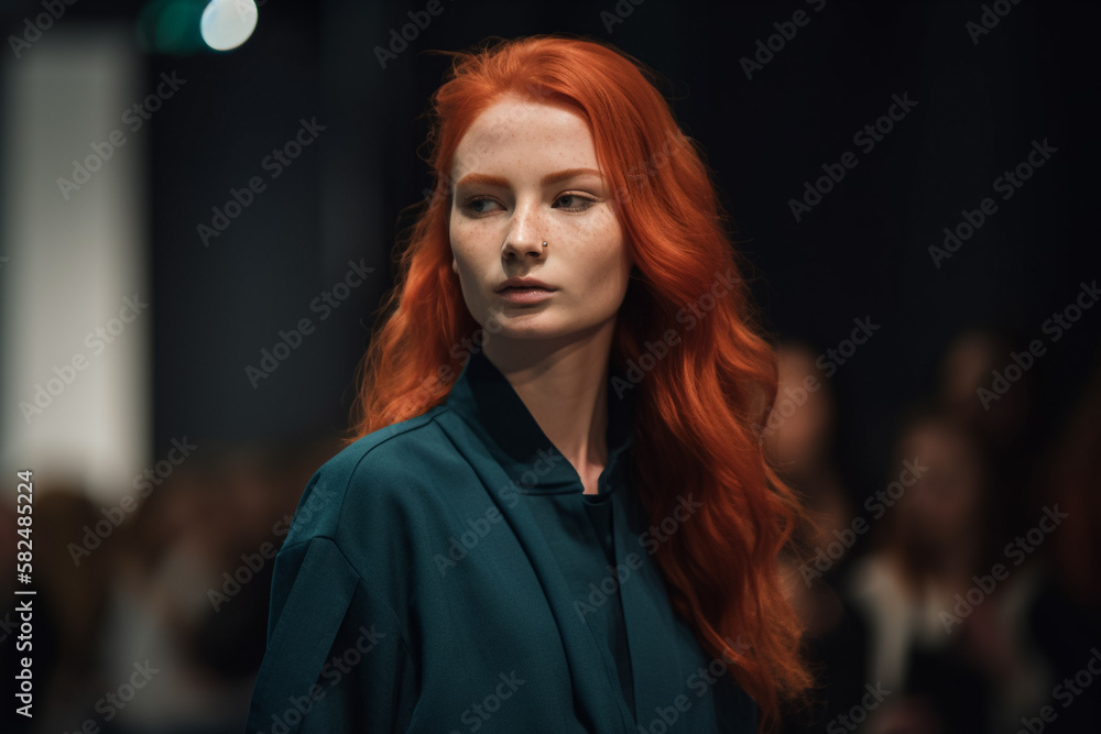 Young Redhead Flaunting a Fashionable Hairstyle, Generative Ai