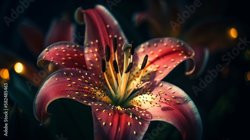 Close-up shot of a lily against a blurred background highlighted by Generative AI