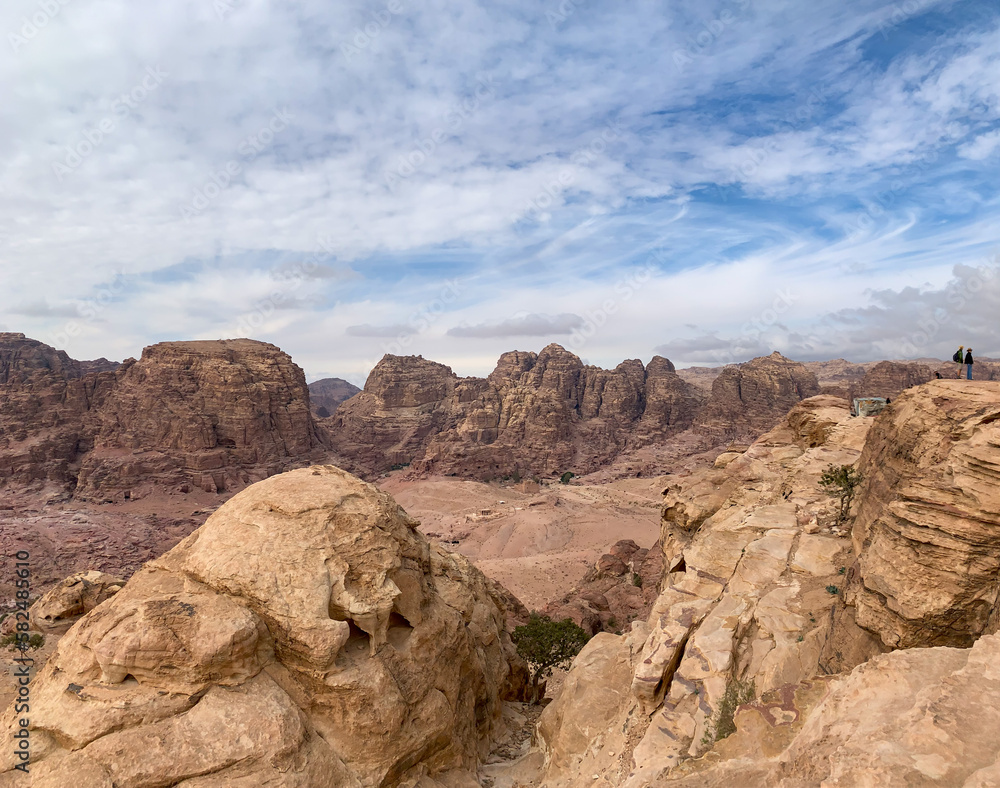 View of High Place of Sacrifice trail in the Lost city of Petra