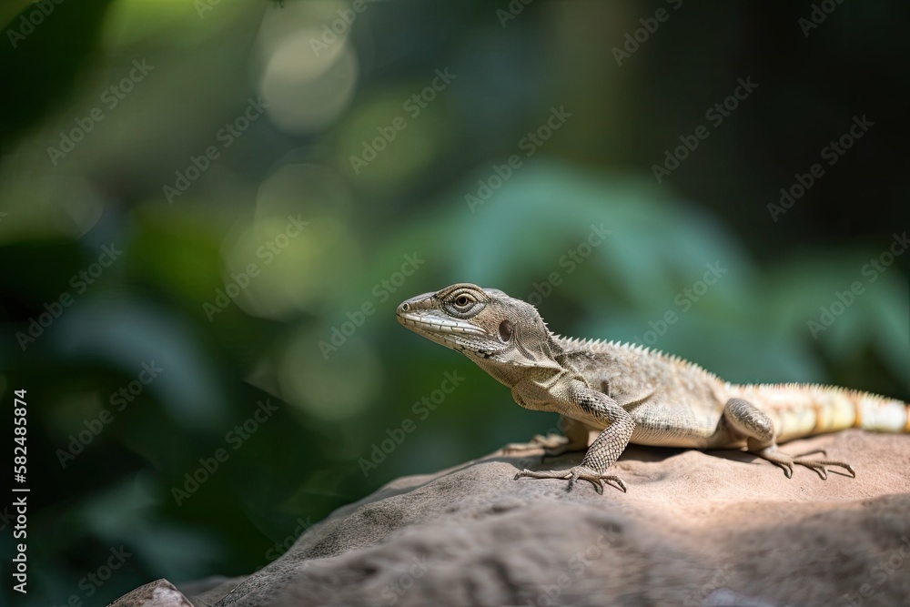 a lizard perched on a stone. Generative AI a lizard perched on a stone. Generative AI