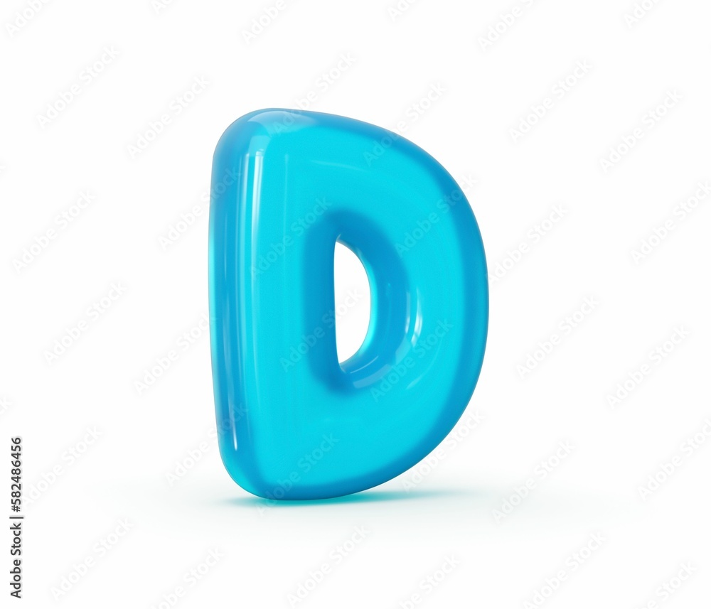 Qua Blue jelly D letter isolated on white background - 3d illustration Qua Blue jelly D letter isolated on white background - 3d illustration